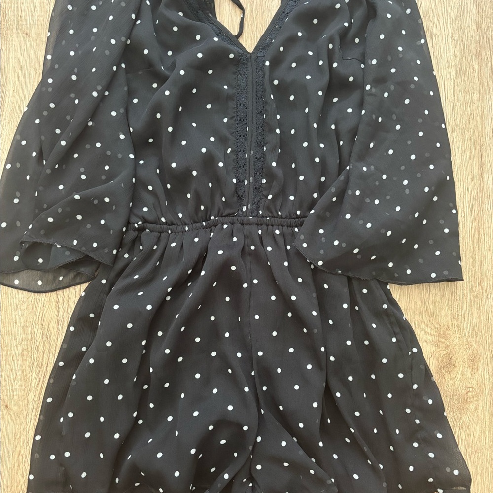 Abercrombie & Fitch Black and White Polka Dot Romper
